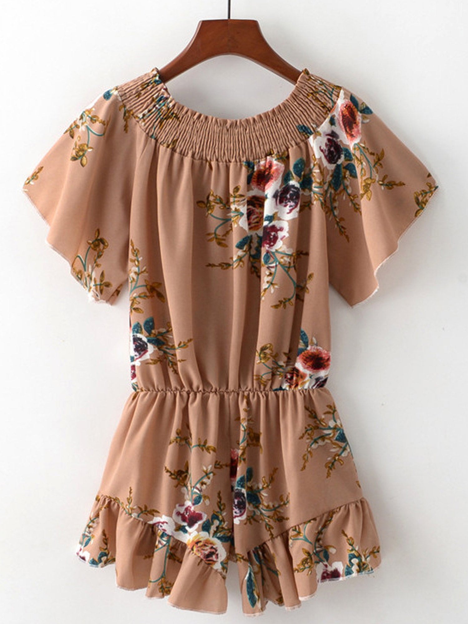 Women Elasticated Round Neck Ruffled Top