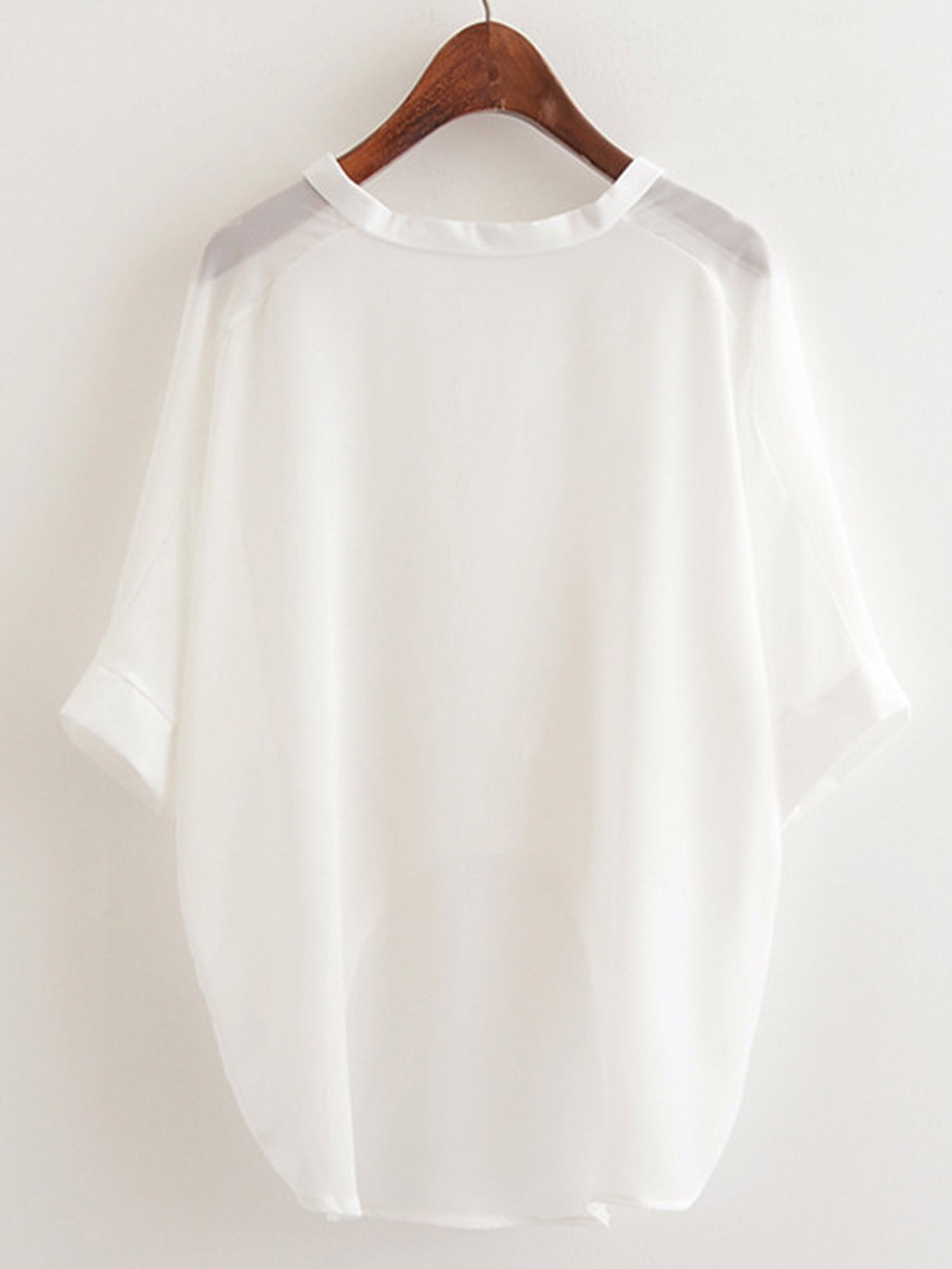 Women V-Neck High Low Hem Chiffon Top
