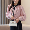 Women Ruffled Long Sleeve Solid Shirt