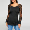 Women Round Neck Lace Sleeves T-Shirt