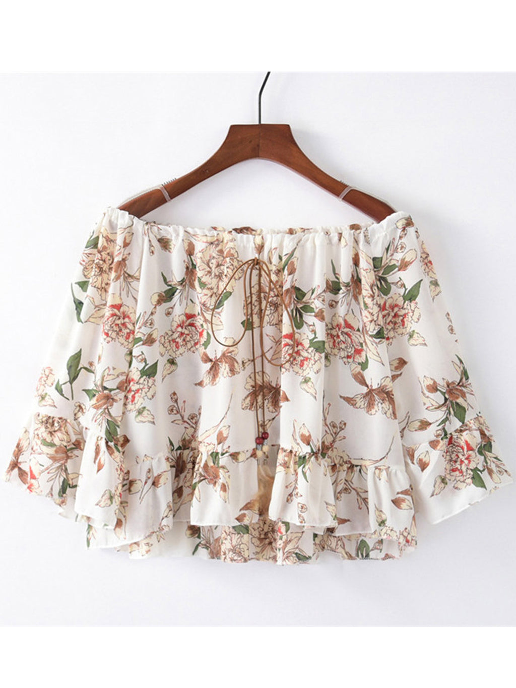 Women Floral Printed Off Neck Summer Top