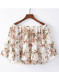 Women Floral Printed Off Neck Summer Top