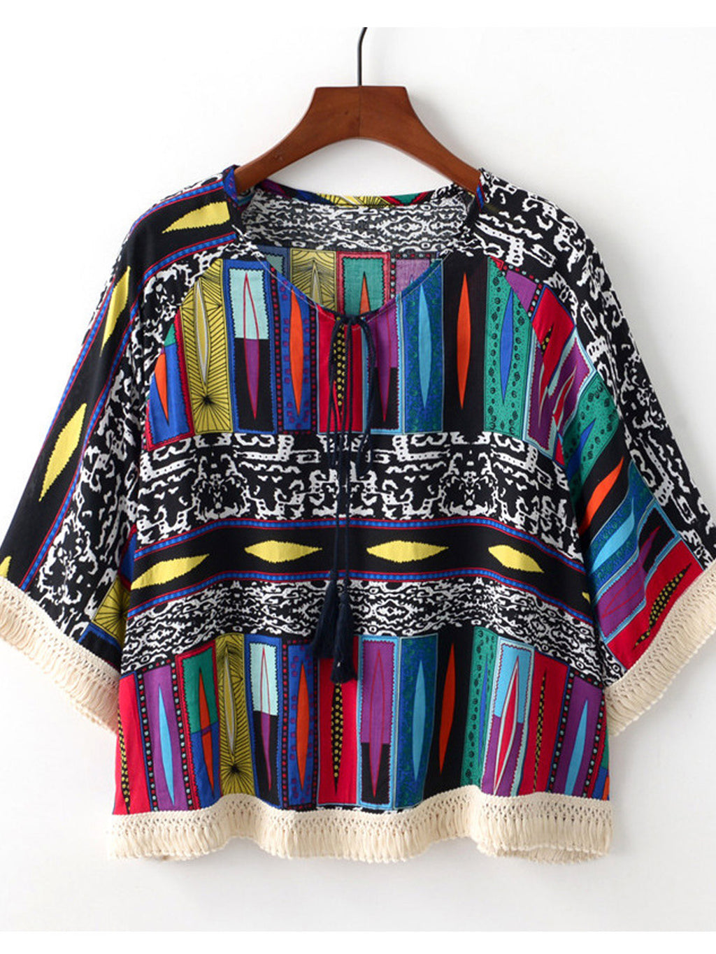 Women Printed Design Bat Sleeve Casual Summer Top