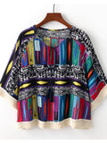 Women Printed Design Bat Sleeve Casual Summer Top