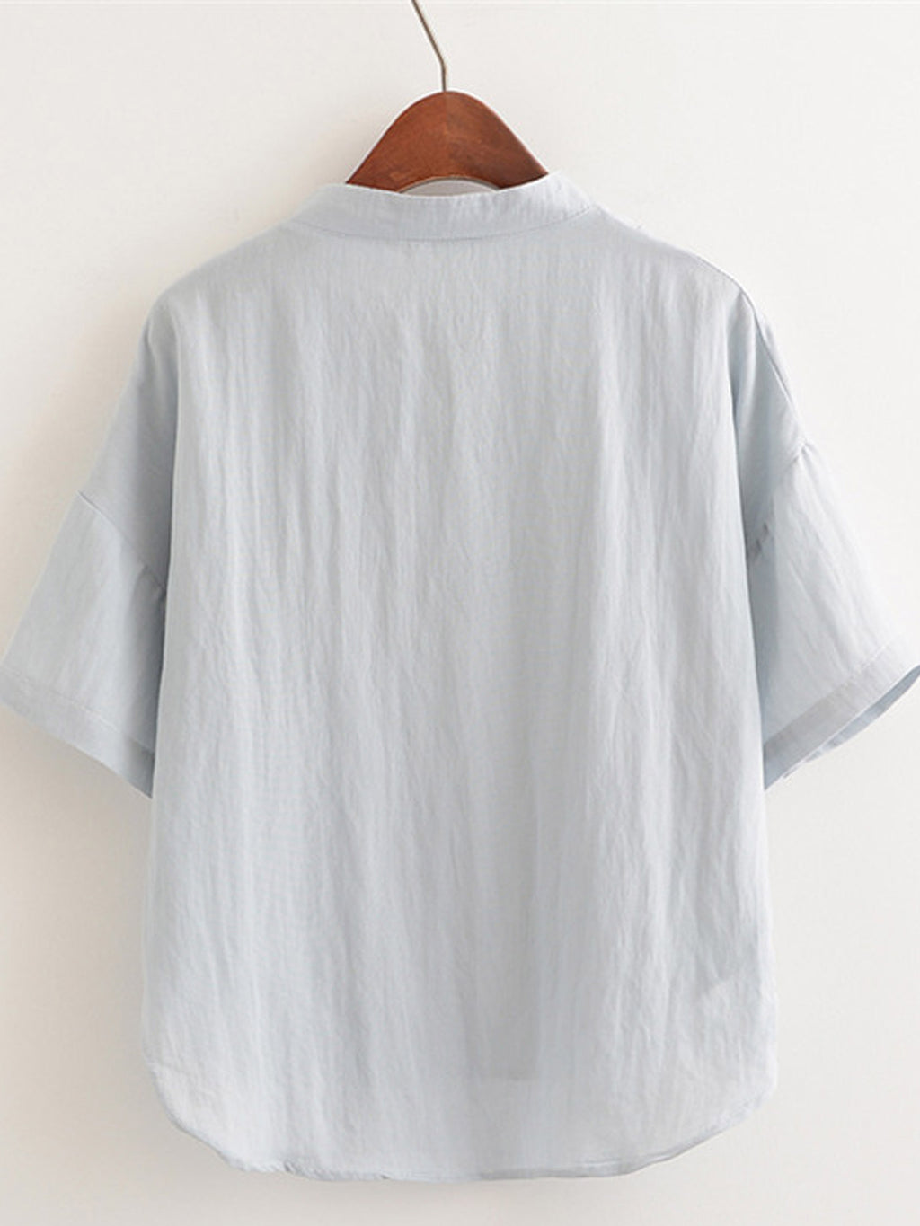 Women Tie Neck Solid Colored Irregular Hem Top