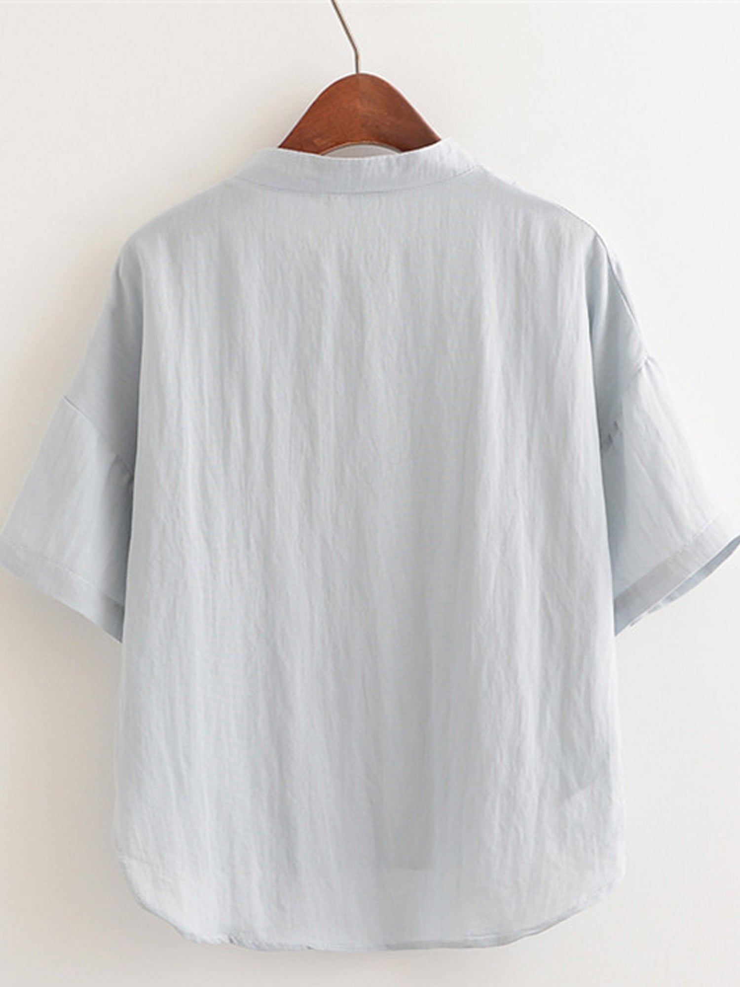 Women Tie Neck Solid Colored Irregular Hem Top