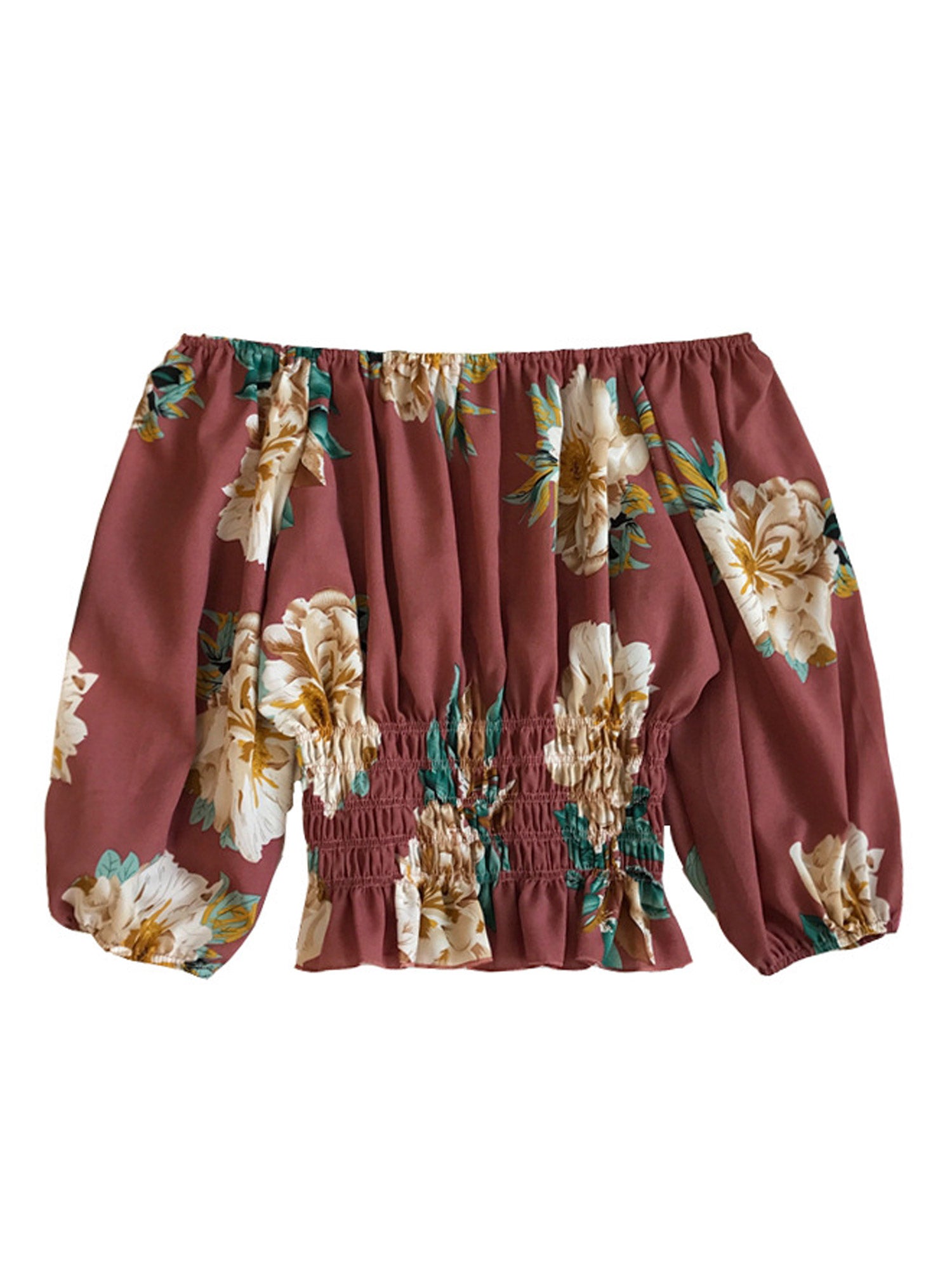 Women Off Neck Empire Waist Floral Top