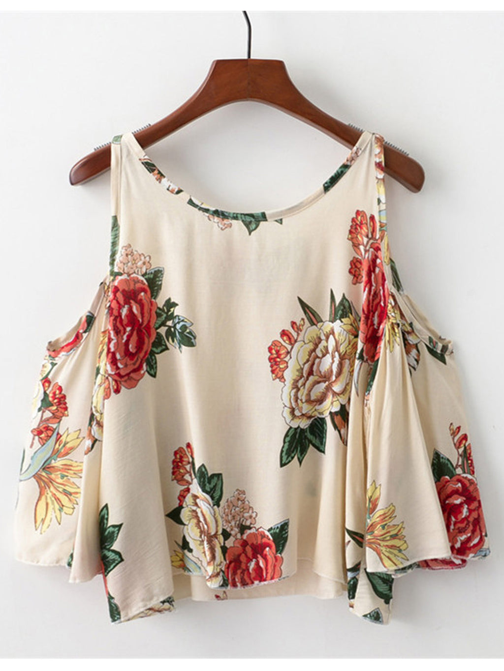 Women Loose Pleated Tie Neck Floral Printed Top