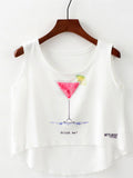 Women Wine Glass Irregular Hem Loose Top
