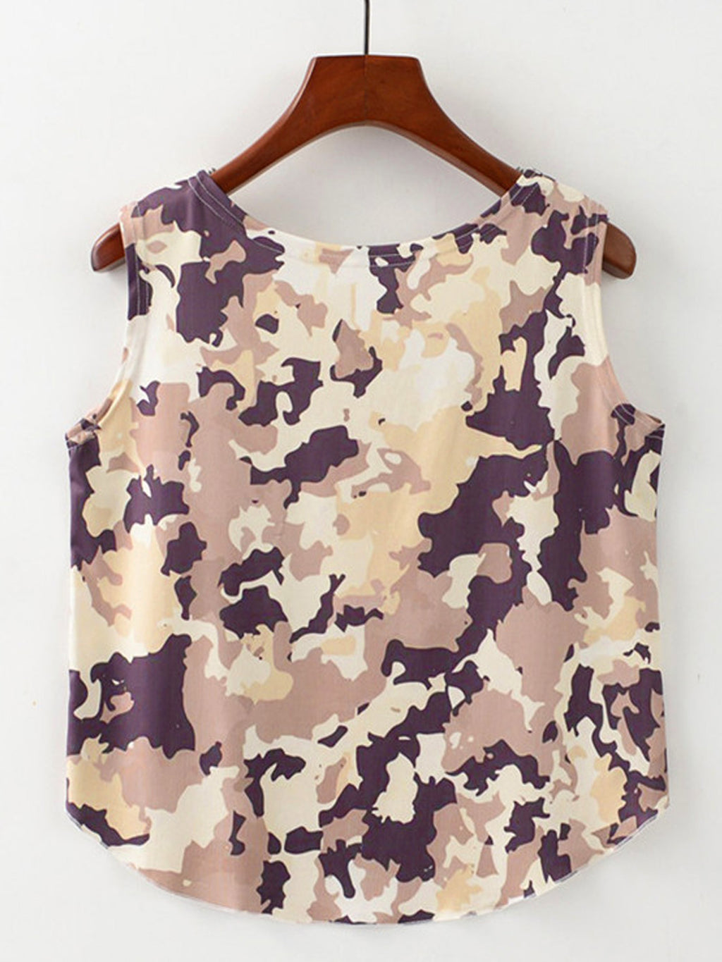 Women Camouflage Printed Sleeveless Irregular Top