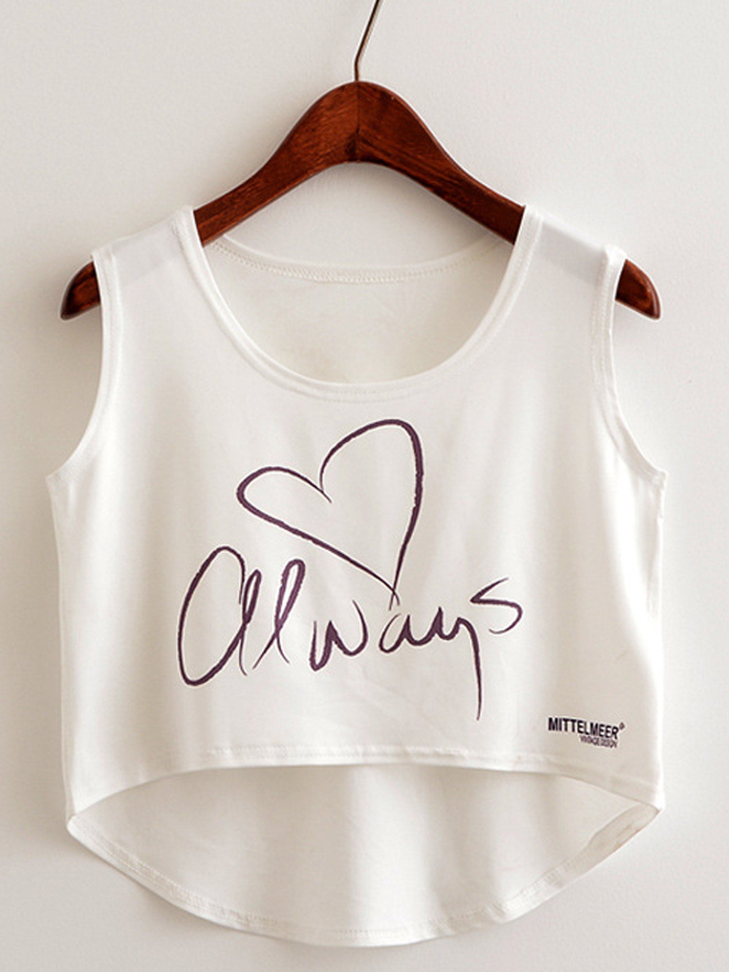 Women Stylish Round Neck Irregular Cropped Top