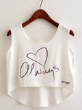 Women Stylish Round Neck Irregular Cropped Top