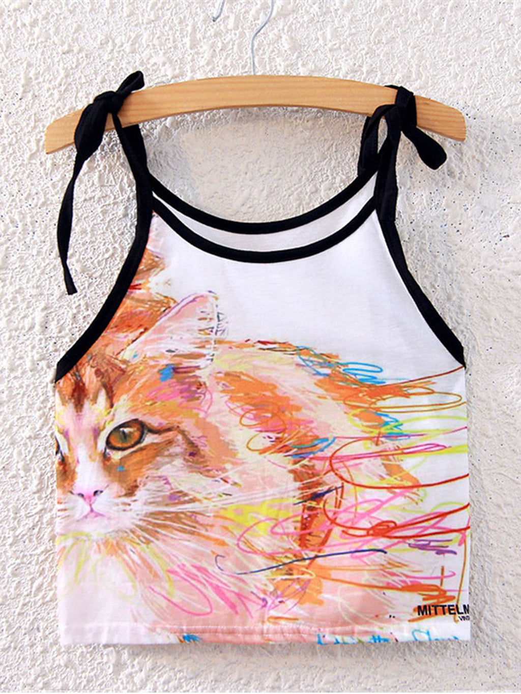 Women Colorful Cat Soft Material Casual Top