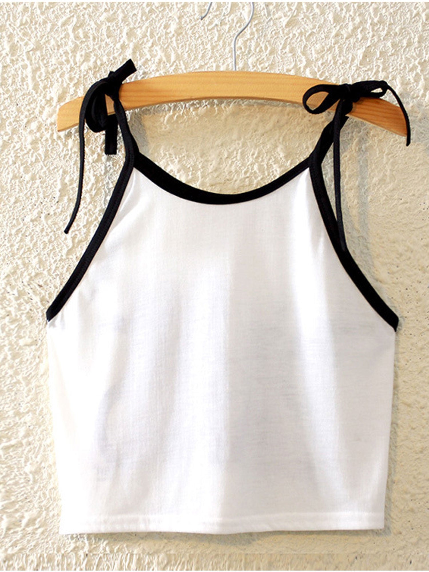 Women Tie Shouder Printed Short Casual Top