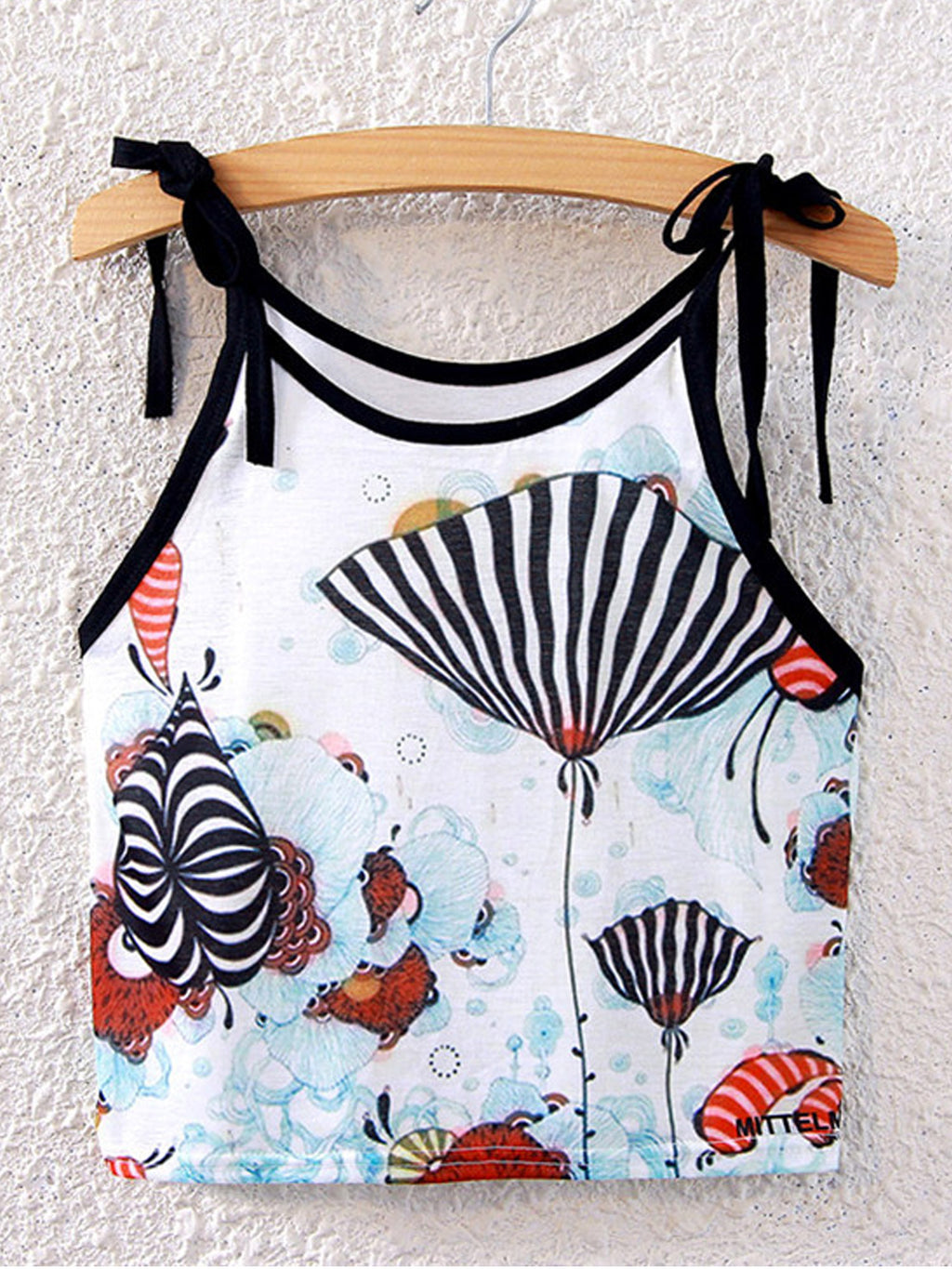 Women Beautiful Print Tie Strap Summer Top