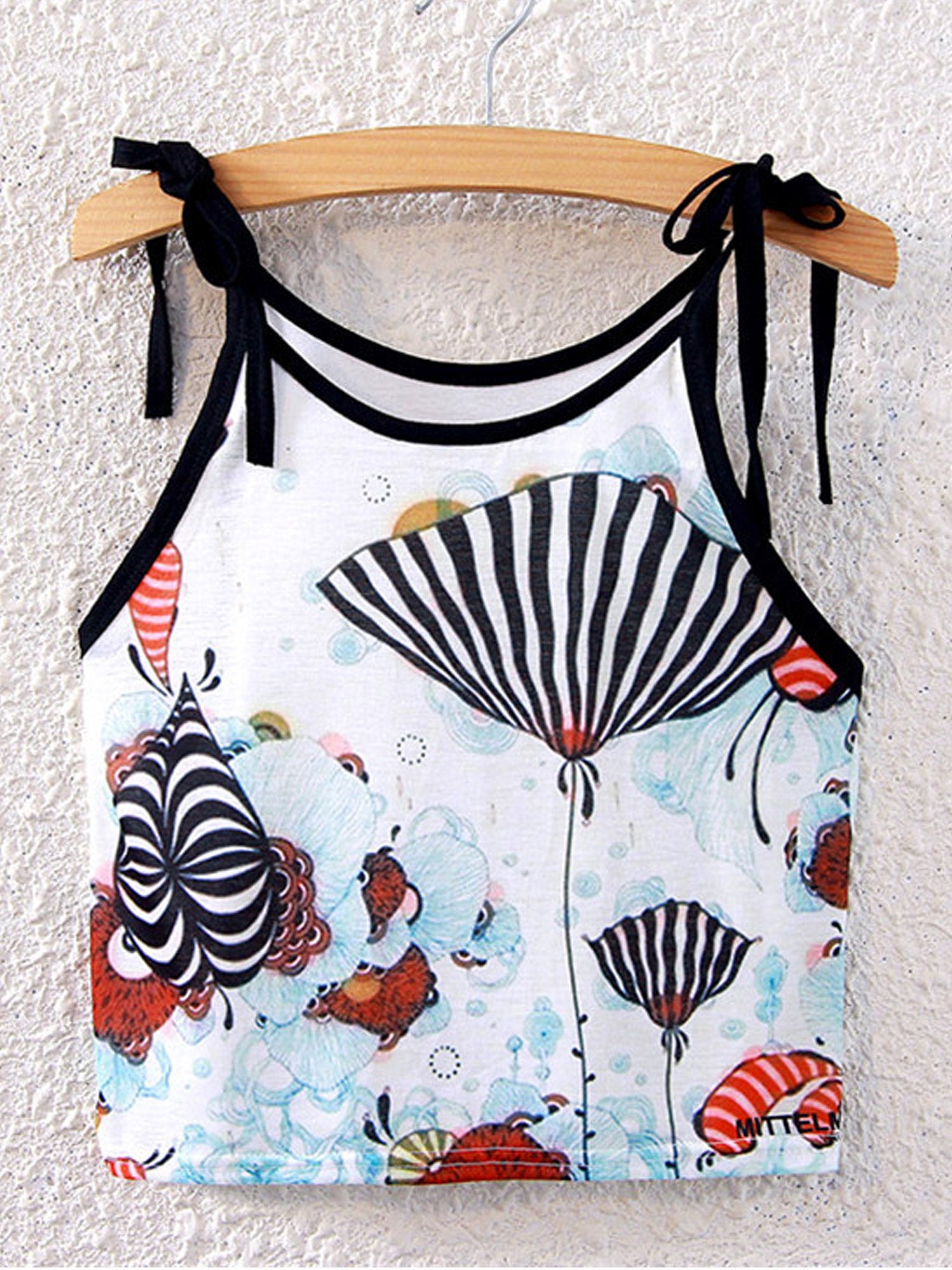 Women Beautiful Print Tie Strap Summer Top