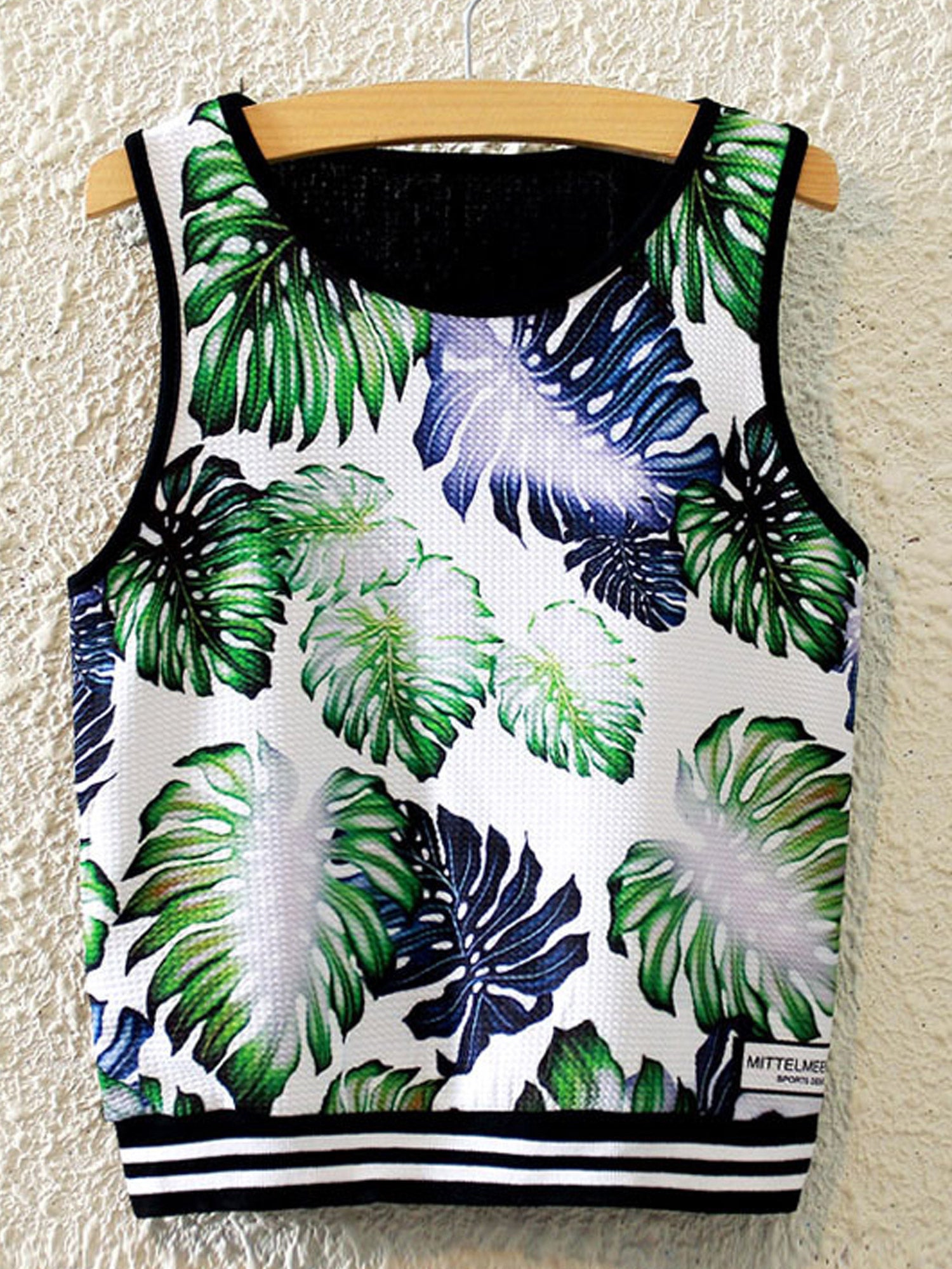 Women Printed Leaves Sleeveless Summer Top