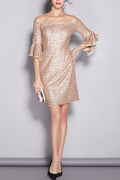 Women Trumpet Sleeve Off Shoulder Evening Dress