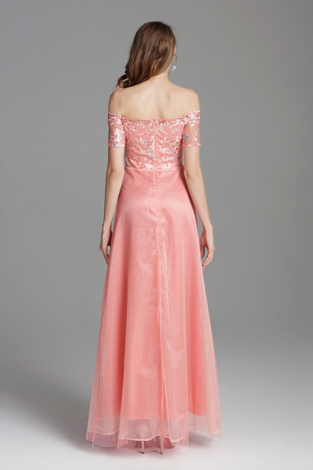 Women High Neck Plain Skirt Evening Dress