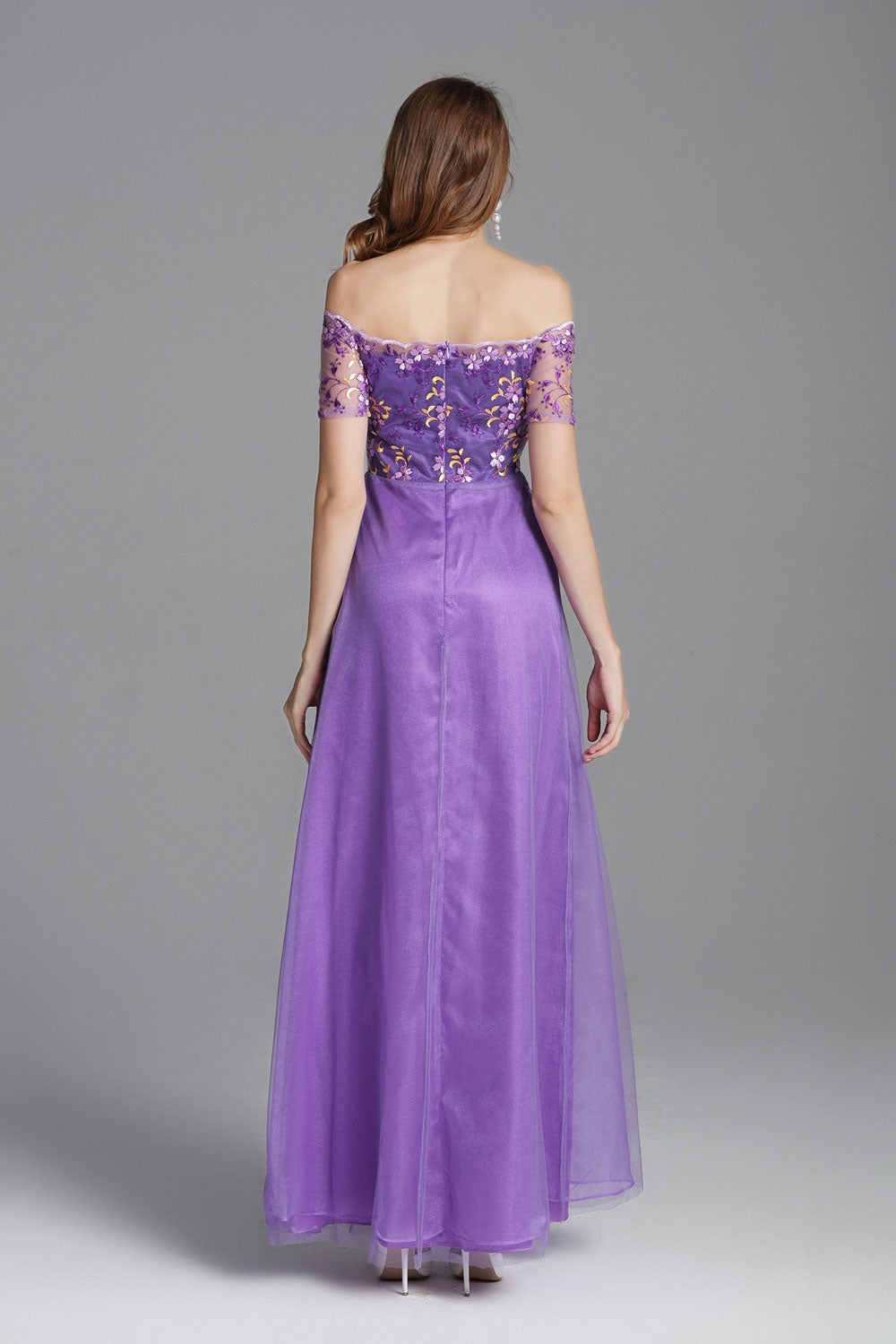 Women High Neck Plain Skirt Evening Dress