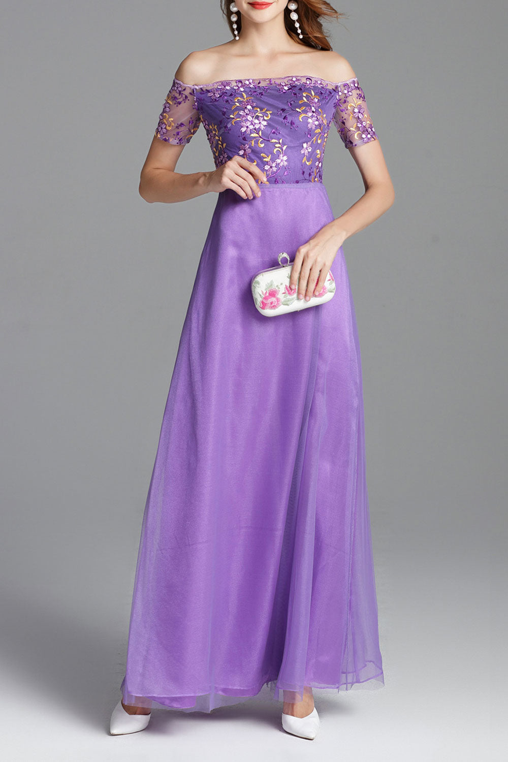 Women High Neck Plain Skirt Evening Dress