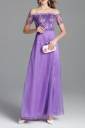 Women High Neck Plain Skirt Evening Dress