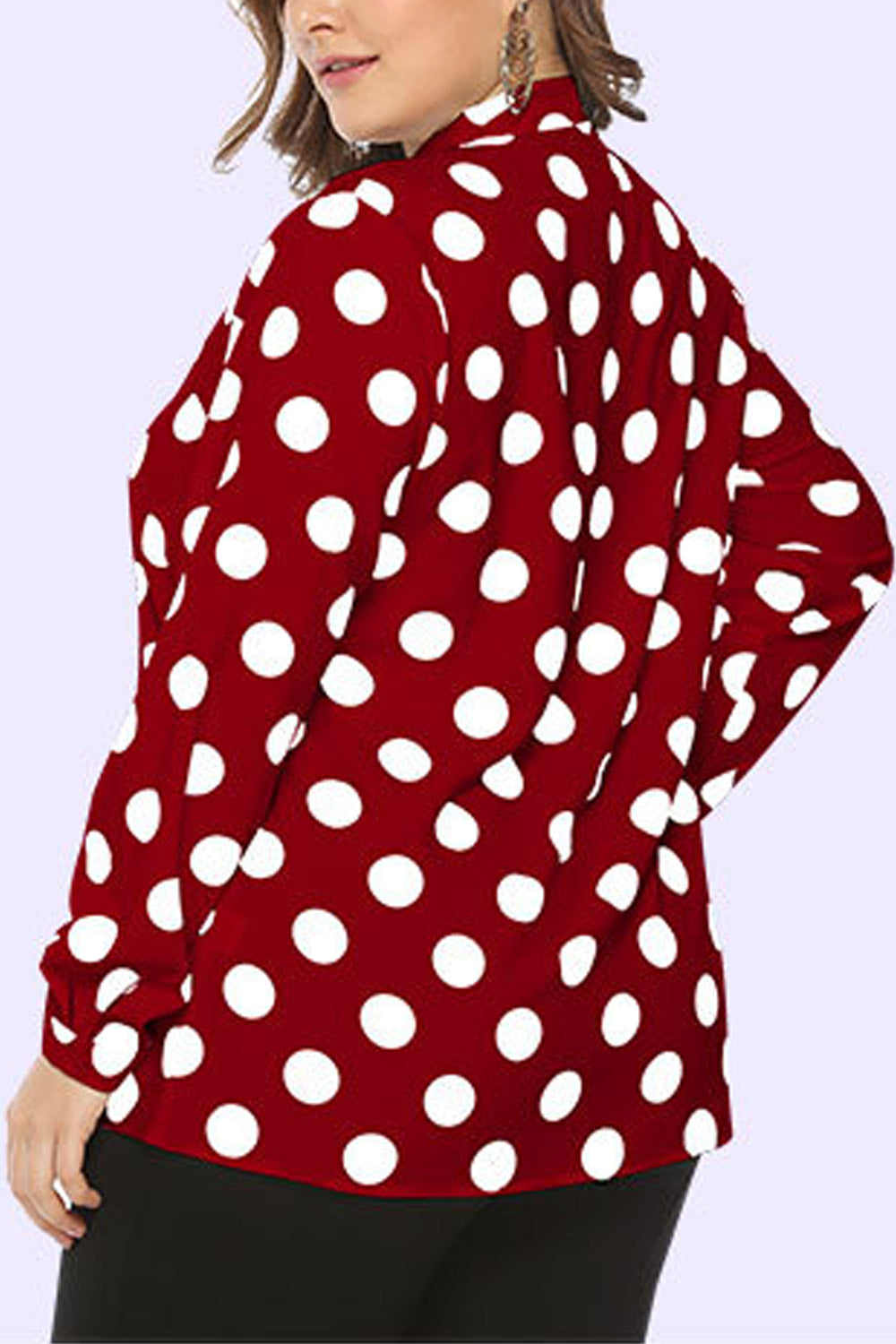 Women Polka Dot Tie Neck Printed Top