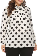Women Polka Dot Tie Neck Printed Top