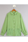 Women Collar Neck Solid Pattern Long Sleeve Soft Casual Shirt