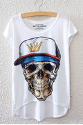 Women Loose Skull Printed Comfortable T-Shirt