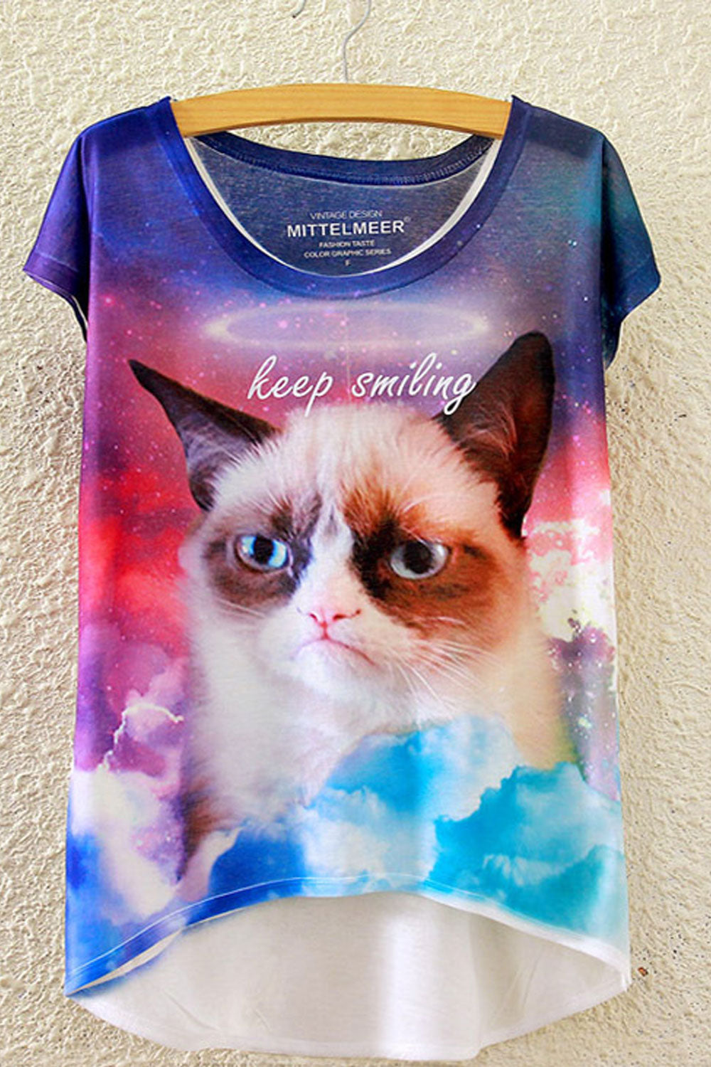 Women Irregular Cat Printed Summer T-Shirt