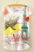 Women Big Flower Loose Irregular T-Shirt