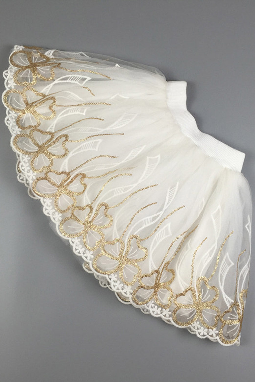 Kids Girls Embroidered Lace Fluffy Skirt
