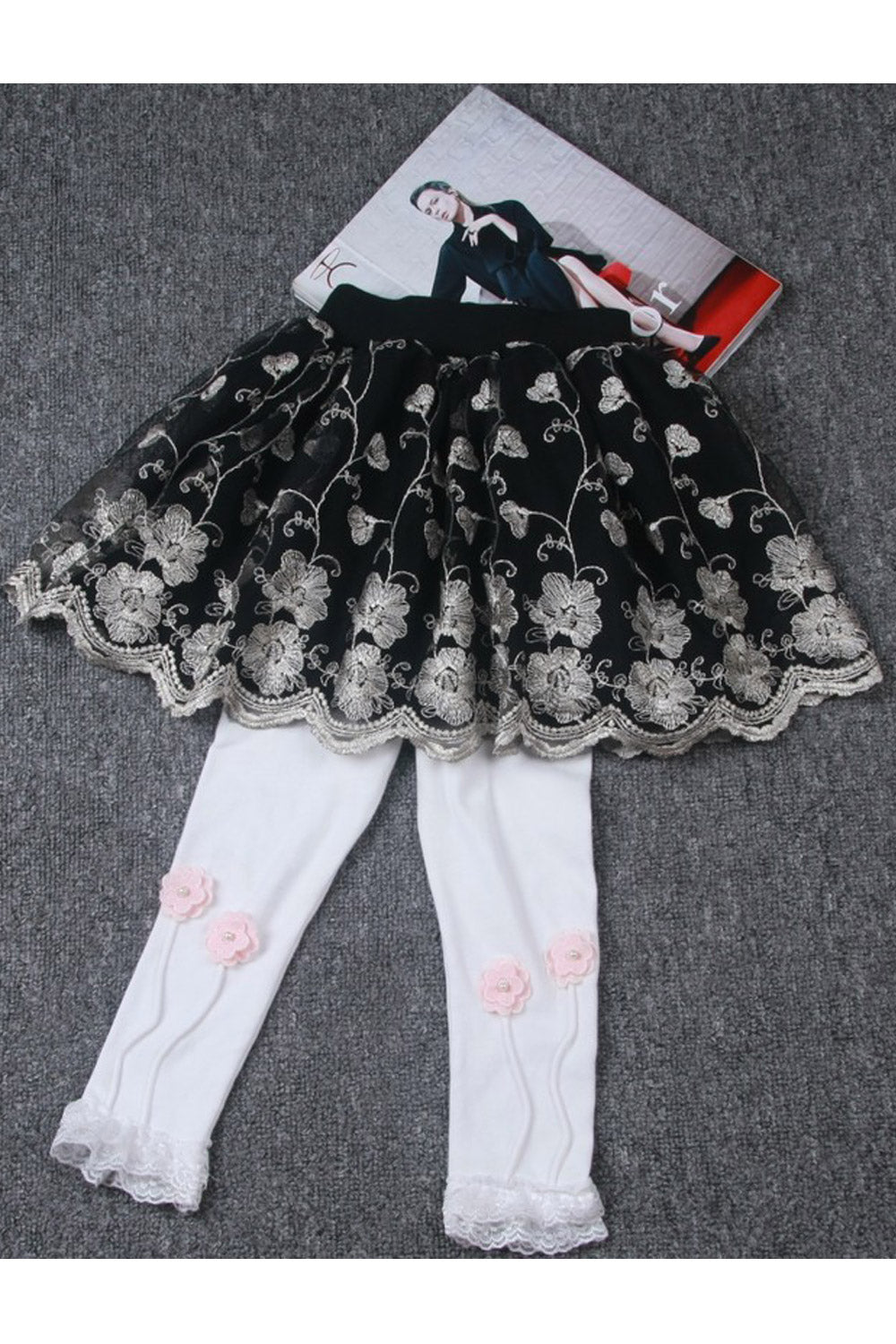 Kids Girls Elasticated Flower Lace Skirt