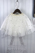 Kids Girls Shiny Stars Lace Fluffy Skirt