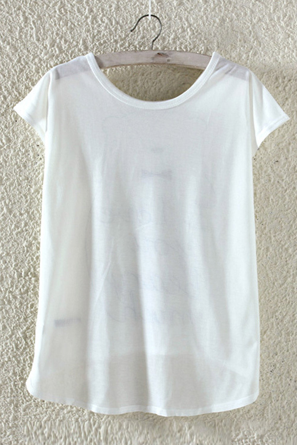 Women Irregular Cute Cat Loose T-Shirt