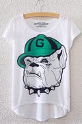 Women Cartoon Design Loose Irregular T-Shirt