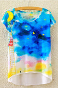 Women Printed Irregular Style Loose T-Shirt