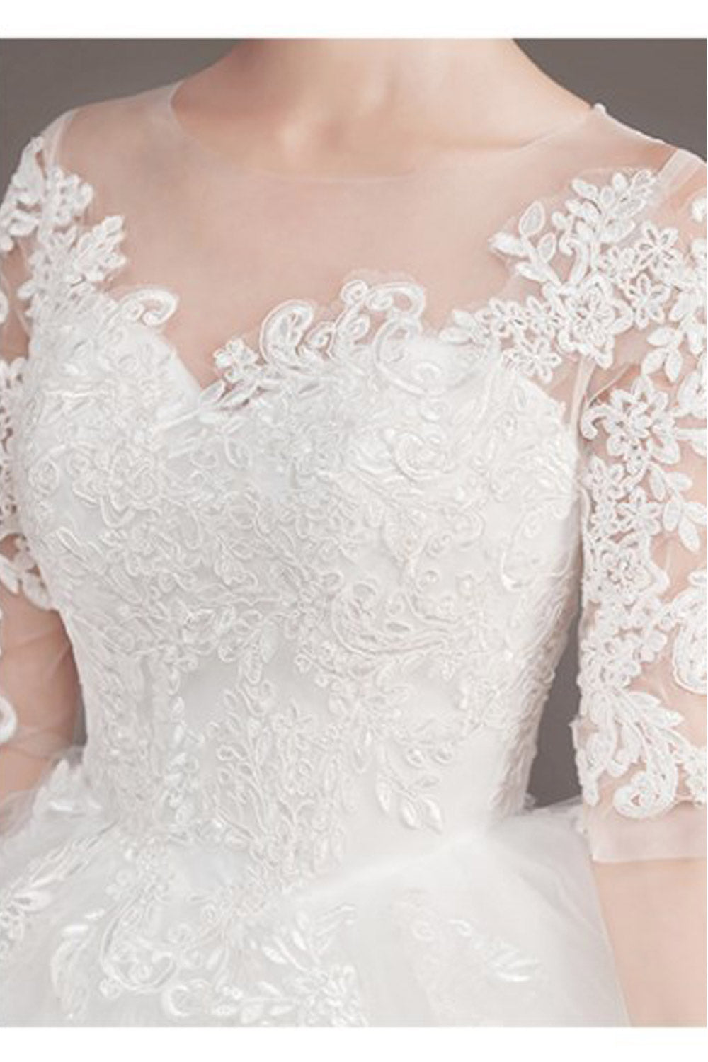 Women Round Neck Ball Gown Beautiful Wedding Dress