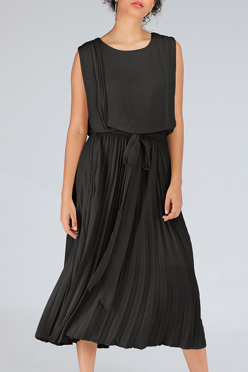 Women Loose Bust Pleated Chiffon Summer Dress