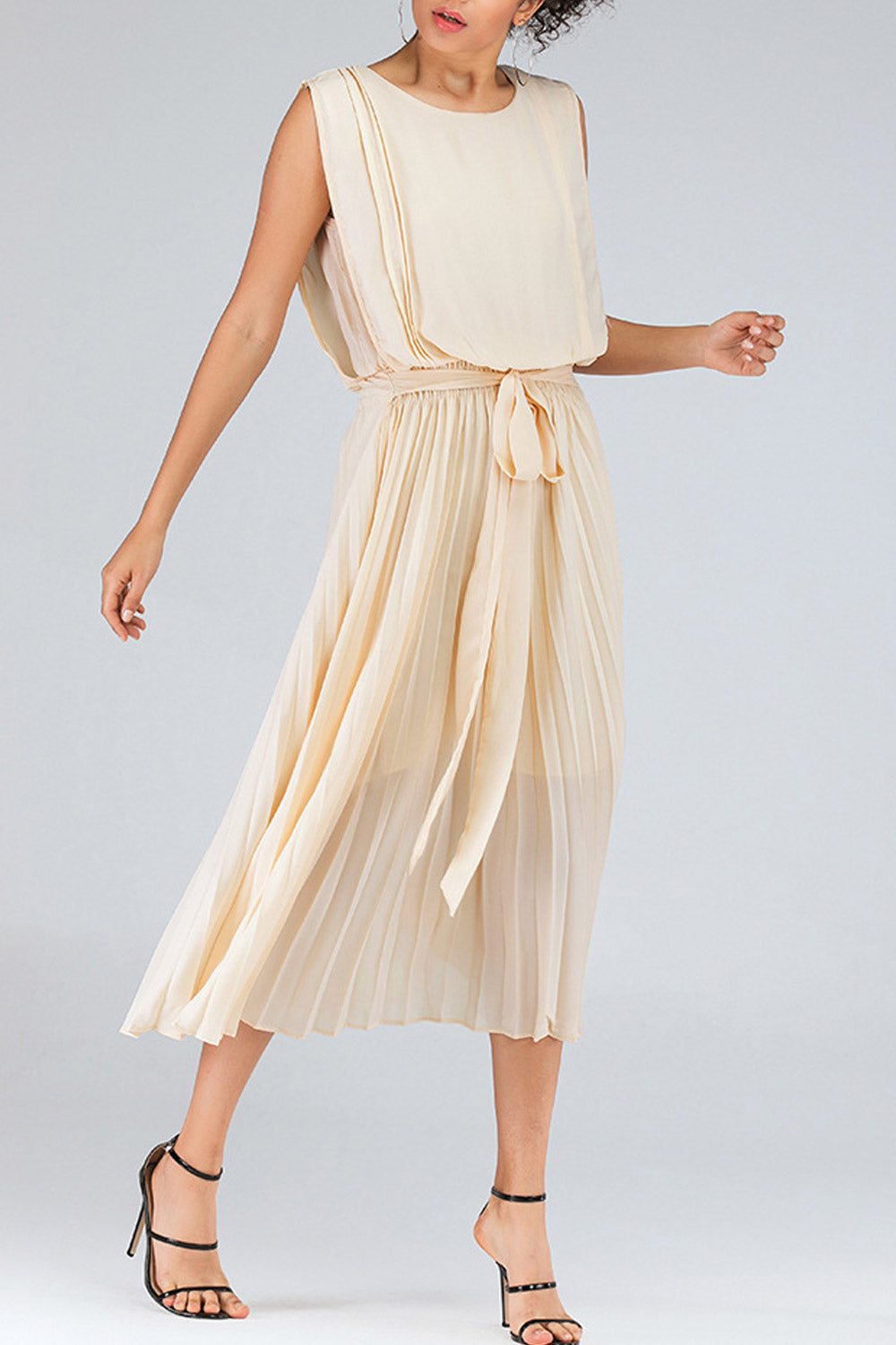 Women Loose Bust Pleated Chiffon Summer Dress