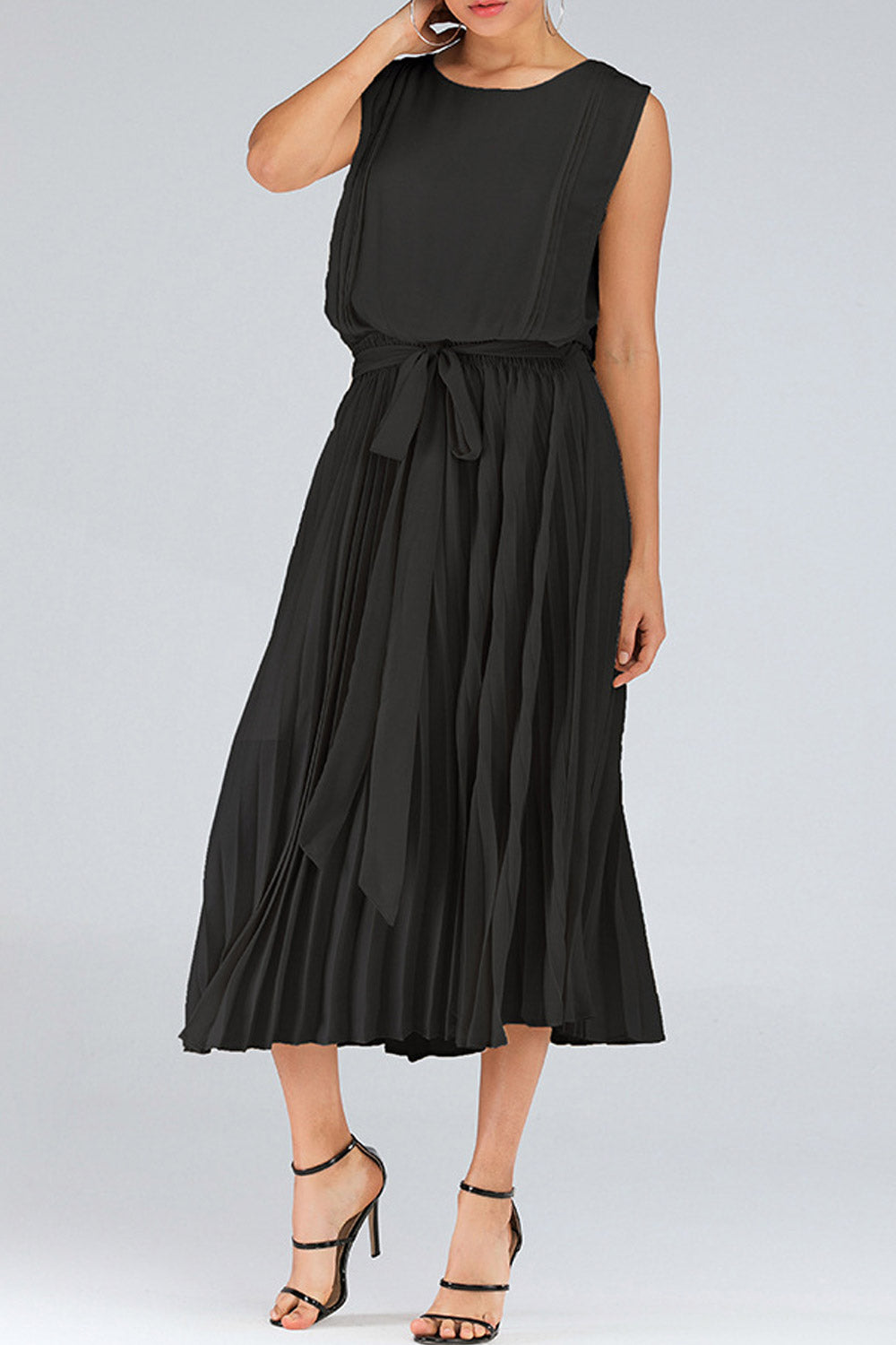 Women Loose Bust Pleated Chiffon Summer Dress