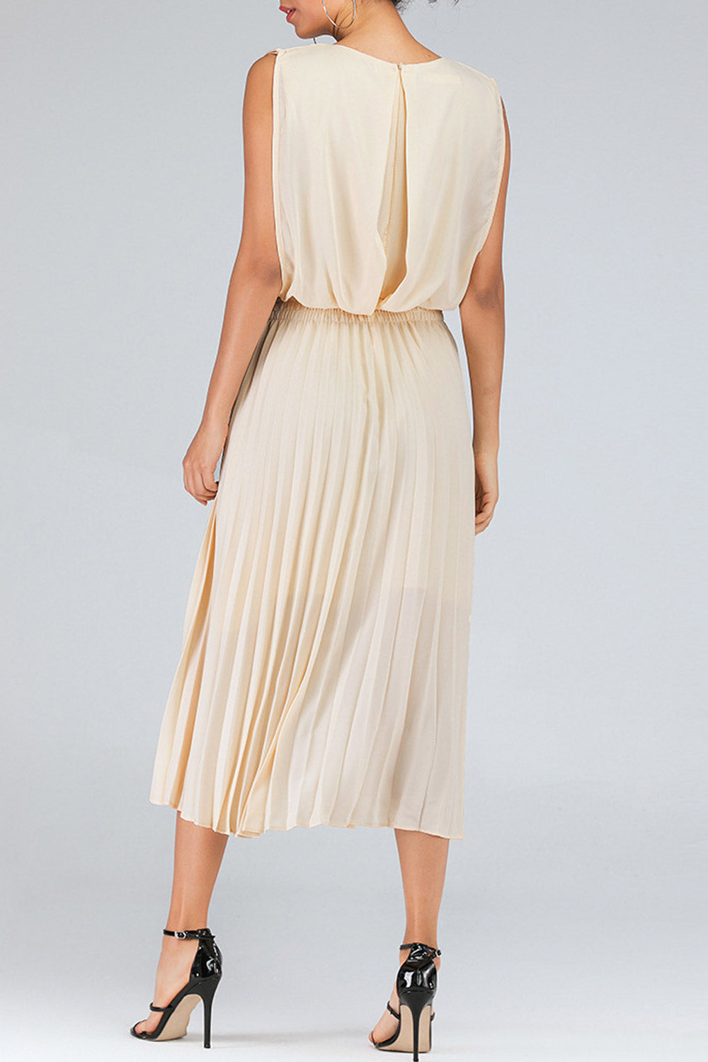 Women Loose Bust Pleated Chiffon Summer Dress