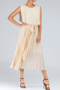 Women Loose Bust Pleated Chiffon Summer Dress
