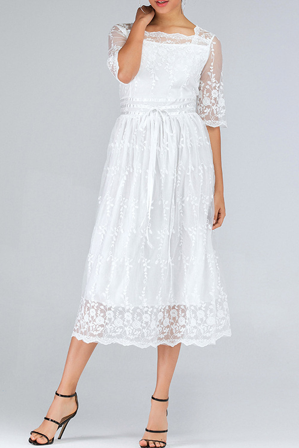 Women Summer Flower Lace Holiday Dress