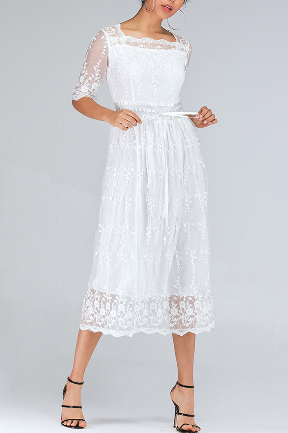 Women Summer Flower Lace Holiday Dress