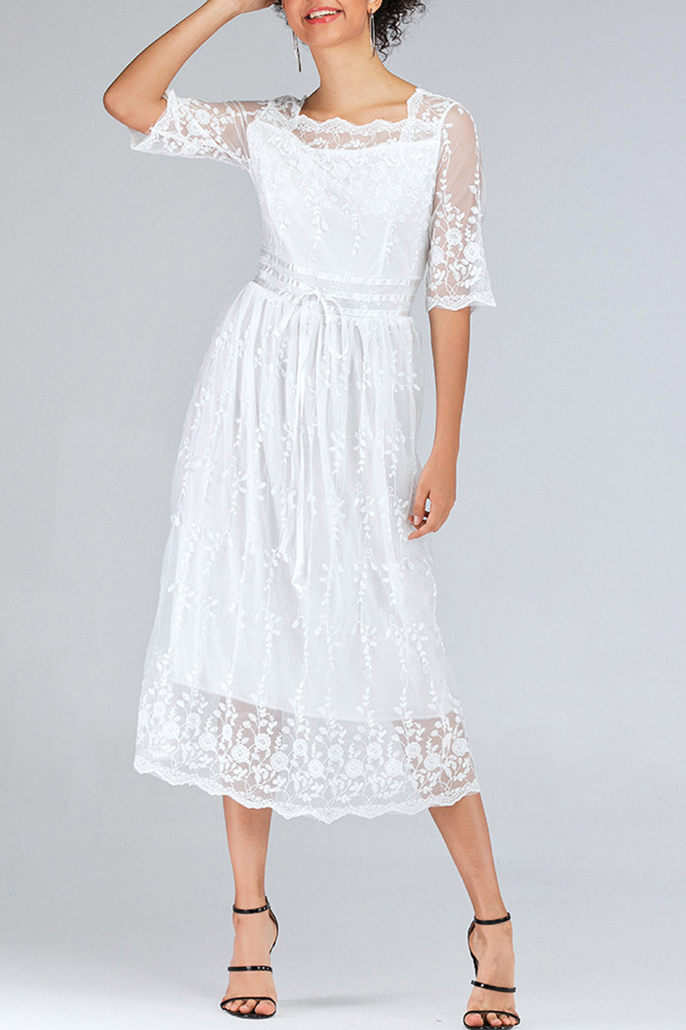 Women Summer Flower Lace Holiday Dress