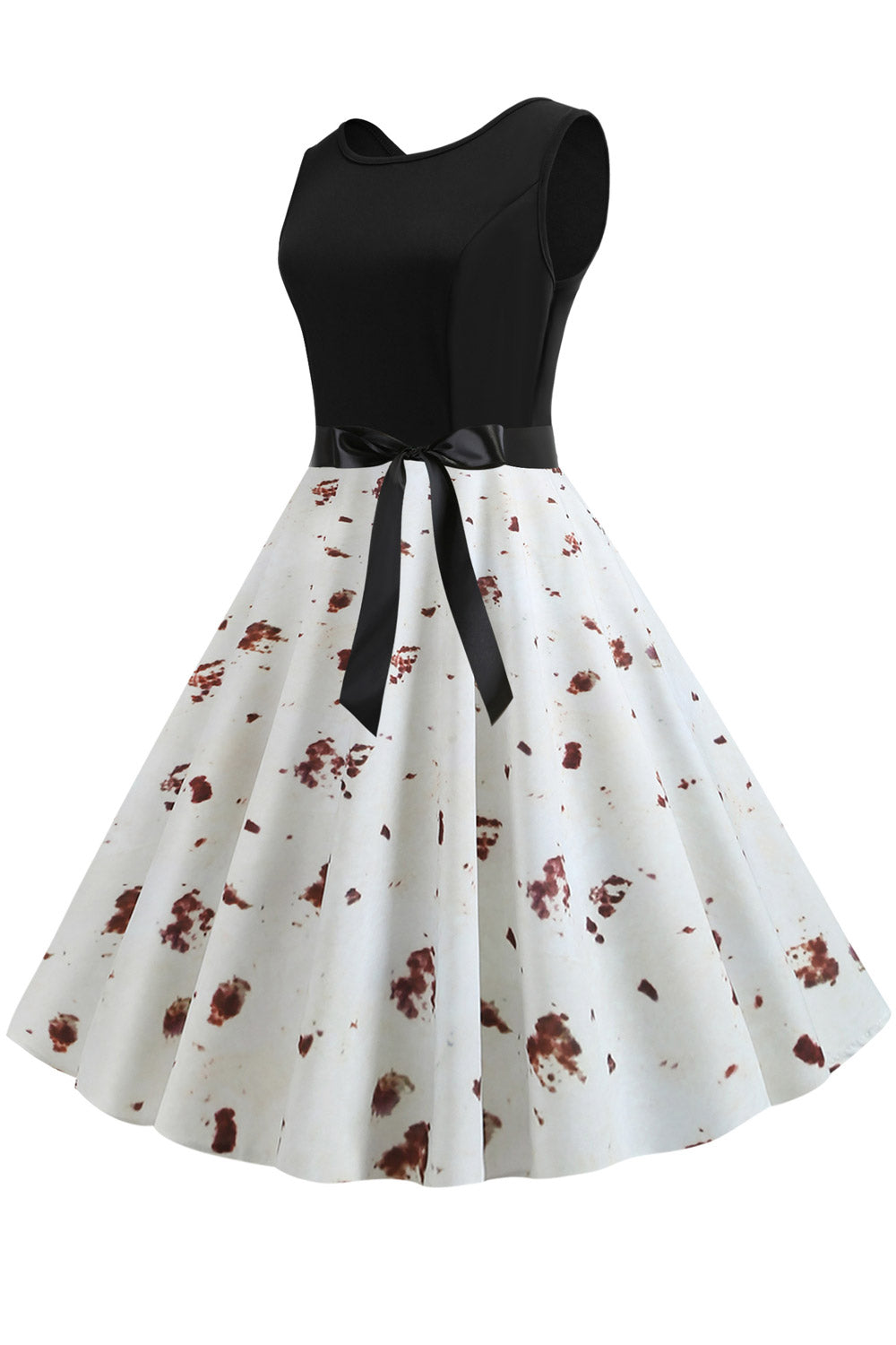 Women Slim Sleeveless Printed Swing Summer Dress