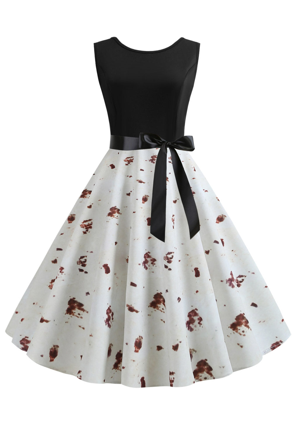 Women Slim Sleeveless Printed Swing Summer Dress