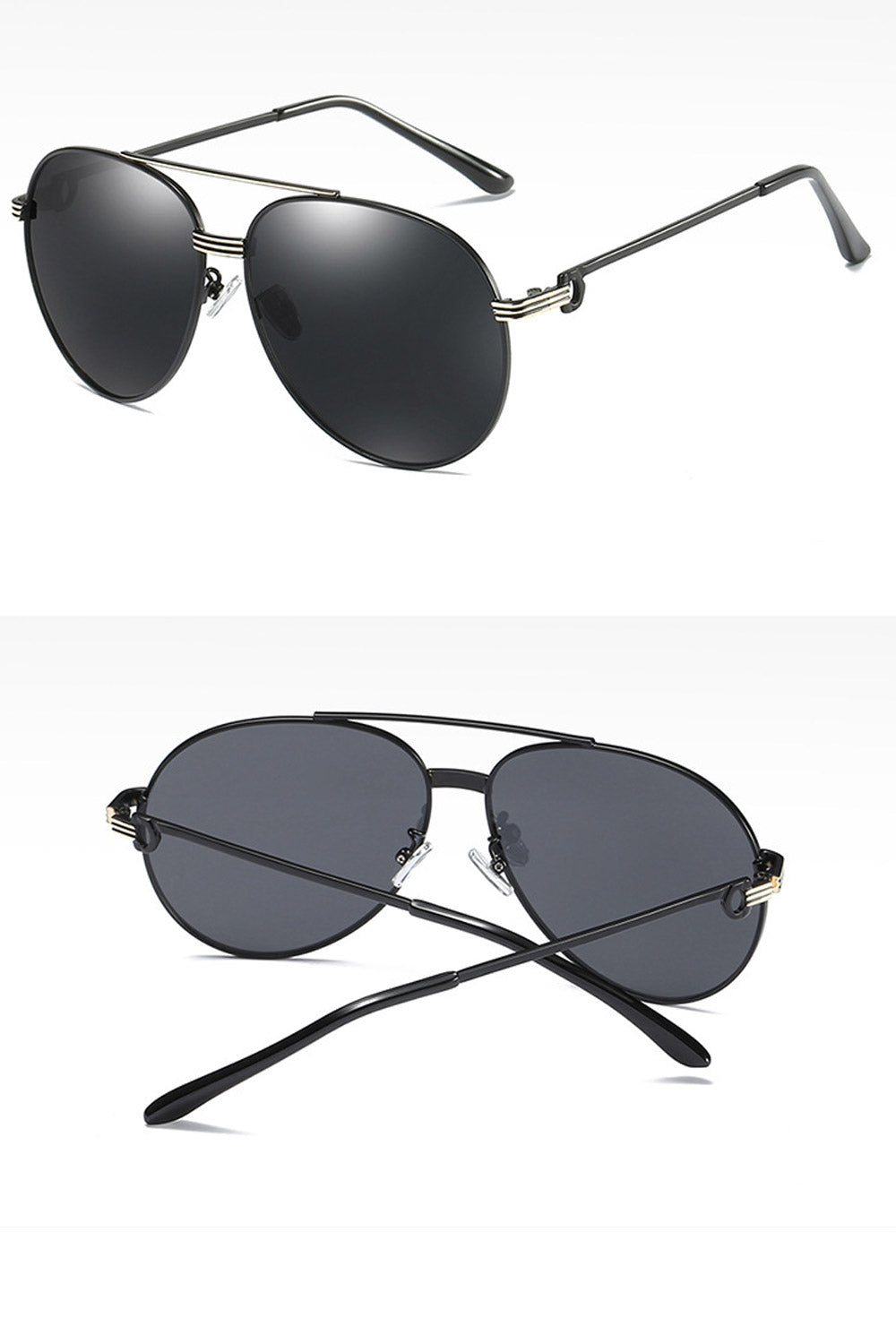Men Round Metal Frame Polarized Sunglass